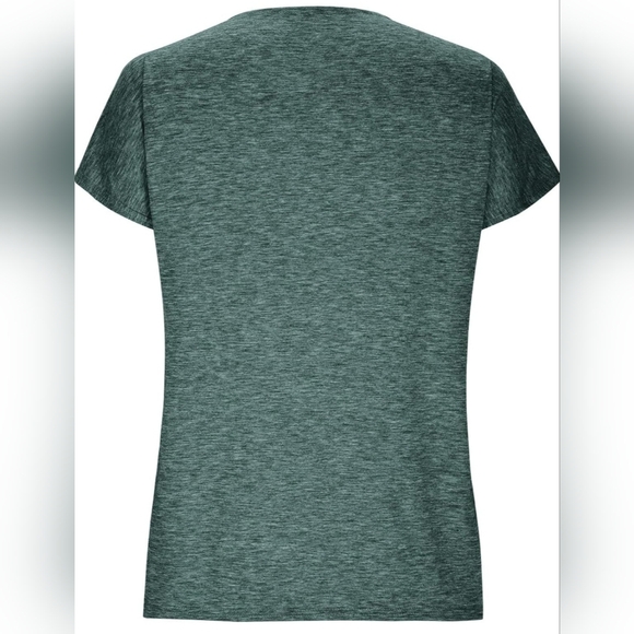 ☆3\35$ | Teal Green Boho Short Sleeves Lace Trim V Neck Loose Fit Top in Size L - Picture 4 of 10